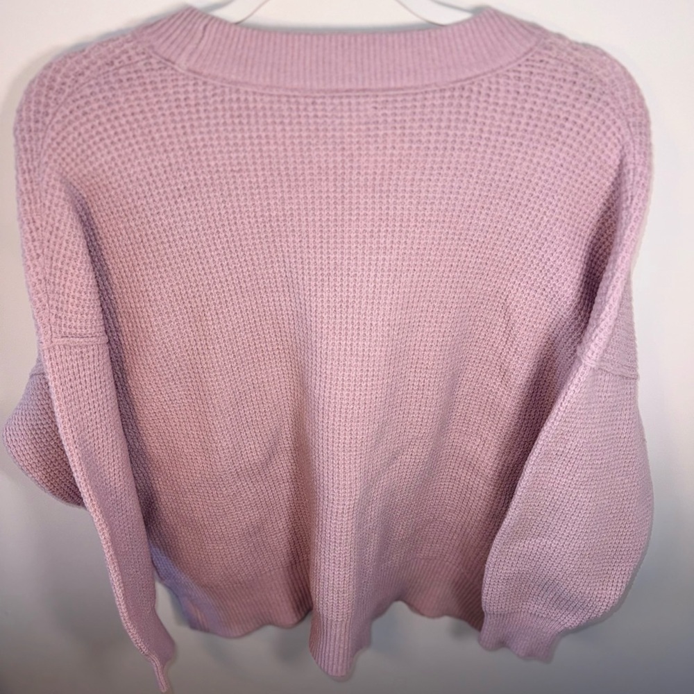 Aerie Women’s Pink Pullover Crew Neck Waffle Knit Sweater size Medium - Picture 6 of 14